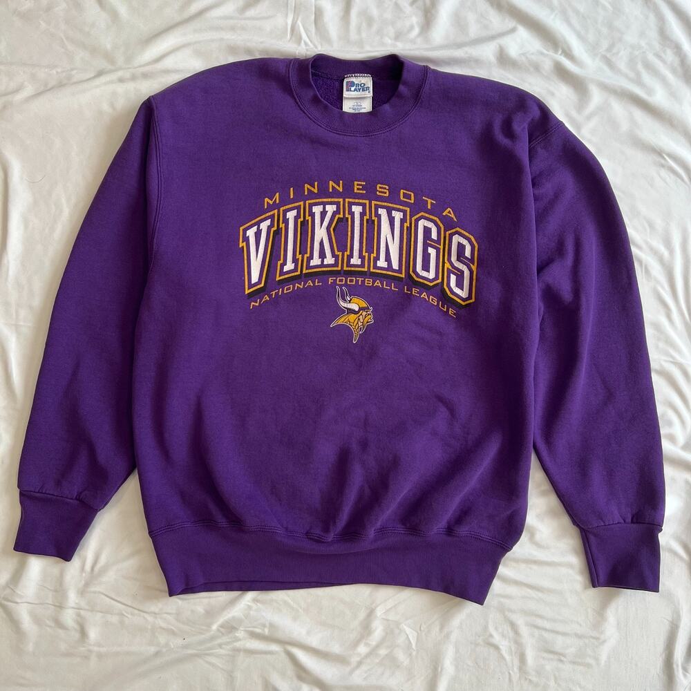 Vintage 90s Minnesota Vikings Sweatshirt Mens L Purple NFL Pro Player USA